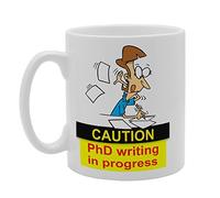 MG4082 Caution PhD Writing in Progress Novelty Gift Printed Tea Coffee Ceramic Mug