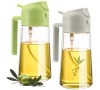 MGahyi 2 in 1 Glass Oil Sprayer & Dispenser, 2024 New 2-in-1 Glass Oil Sprayer and Dispenser for Kitchen Cooking, Glass Oil Dispenser Spray Bottle for Home (Green+White-470 ml)