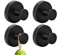 MGahyi Suction Cup Hooks for Shower, Bathroom, Hanging Towels, Robe, Mounting on Glass Shower Doors, Tile, Mirrors(Black, 4 Pack)