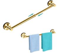 MGahyi Towel Racks for Bathroom, Adjustable Suction Cup Towel Bar, Stainless Steel Towel Bar for Bathroom Wall, Glass Door, Tile, Extendable No Drill Bath Shower Towel Holder (1, Gold, 14.6-24Inch)