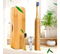 MgcSto Sonic Electric Bamboo Toothbrush for Adults - Bamboo Design with Soft Bristles - 5 Adjustable Cleaning Modes - Upgraded IPX7 Waterproof Technoloy for Adults