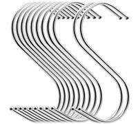 MgcTolBox 20PCS S Hooks，Premium Stainless Steel Metal Hanging Hooks Multifunction,Heavy-Duty Hangers for Kitchen Office Bathroom Bedroom (Silver, Large)