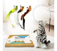 MGCUTIMAL Cat Toy Wand, Interactive Toys For Indoor Cats, Wire Version, Natural Bird Feather Ball Toys, Replacement Pet Dancing Toy 4 E