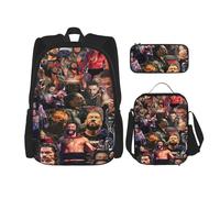 MGDDB Roman Wrestler Reigns Backpack 3 Pieces Set With Lunch Bag And Pencil Case Combination for Work/Sport/Picnic Lightweight Laptop Backpack Travel Daypack Stationery Bag