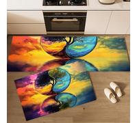 MGDIFYXAA 2-Piece Non-Slip Kitchen Mat & Rug Set, Abstract Tree Washable Hallway Runner & Dining Room, Entryway & Door Mat, 43×75cm+43×150cm