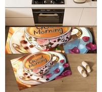 MGDIFYXAA 2-Piece Non-Slip Kitchen Mat & Rug Set, coffee Washable Hallway Runner & Dining Room, Entryway & Door Mat, 43×75cm+43×120cm