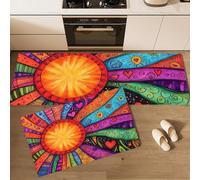 MGDIFYXAA 2-Piece Non-Slip Kitchen Mat & Rug Set, Complex Sun Washable Hallway Runner & Dining Room, Entryway & Door Mat, 50×80cm+50×150cm