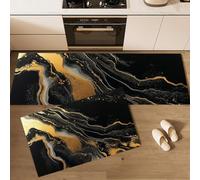 MGDIFYXAA 2-Piece Non-Slip Kitchen Mat & Rug Set, gold leaf marble Washable Hallway Runner & Dining Room, Entryway & Door Mat, 40×60cm+40×120cm