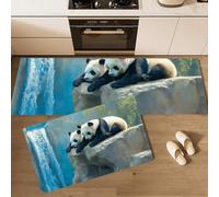MGDIFYXAA 2-Piece Non-Slip Kitchen Mat & Rug Set, Panda Animals Washable Hallway Runner & Dining Room, Entryway & Door Mat, 43×75cm+43×120cm