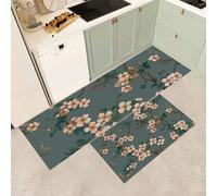 MGDIFYXAA 2 Pieces Non Slip and Anti Fatigue Kitchen Mat Set, Elegant Flowers Washable Kitchen Floor Mat For Standing Mats for Office Home Decoration(Pink Flower Branches,)