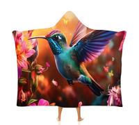MGDIFYXAA Animal Oversized Hoodie Blanket Fluffy Fleece Hoodie Blanket,Hummingbird Flowers Cozy Warm Fleece Blankets, Gifts Adults Mom Wife Girlfriend Men, 60"×80"