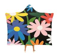MGDIFYXAA Art Wearable Hooded Blanket, Warm Gifts For Women, Colorful Daisies Cozy Snuggle Hooded Blanket Adult, Soft Thick Fluffy Wrap,60"×80"