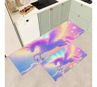 MGDIFYXAA Dream Kitchen Rug Set 2 Piece Non Slip and Anti Fatigue Kitchen Mat,Cute Horse Washable Mats and Rugs for Hallway Runner Set, Dining Room and Home Decoration