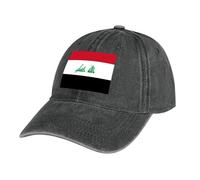 MGDIFYXAA Flag Baseball Cap for Men Women,Black Hats Unisex Adjustable Denim Cotton Vintage Iraq Flag Trucker Hat Peak Cap Outdoor Golf Running Summer Sun Hat