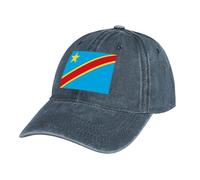 MGDIFYXAA Flag Baseball Cap for Men Women,Blue Hats Unisex Adjustable Denim Cotton Vintage Democratic Republic of The Congo Flag Trucker Hat Peak Cap Outdoor Golf Running Summer Sun Hat
