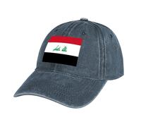 MGDIFYXAA Flag Baseball Cap for Men Women,Blue Hats Unisex Adjustable Denim Cotton Vintage Iraq Flag Trucker Hat Peak Cap Outdoor Golf Running Summer Sun Hat
