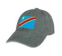MGDIFYXAA Flag Baseball Cap for Men Women,Gray Hats Unisex Adjustable Denim Cotton Vintage Democratic Republic of The Congo Flag Trucker Hat Peak Cap Outdoor Golf Running Summer Sun Hat