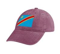 MGDIFYXAA Flag Baseball Cap for Men Women,Red Hats Unisex Adjustable Denim Cotton Vintage Democratic Republic of The Congo Flag Trucker Hat Peak Cap Outdoor Golf Running Summer Sun Hat