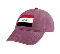 MGDIFYXAA Flag Baseball Cap for Men Women,Red Hats Unisex Adjustable Denim Cotton Vintage Iraq Flag Trucker Hat Peak Cap Outdoor Golf Running Summer Sun Hat