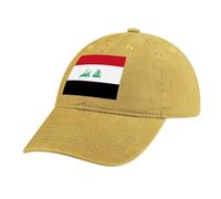 MGDIFYXAA Flag Baseball Cap for Men Women,Yellow Hats Unisex Adjustable Denim Cotton Vintage Iraq Flag Trucker Hat Peak Cap Outdoor Golf Running Summer Sun Hat