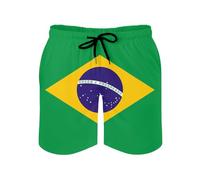 MGDIFYXAA Men’s Brazil Flag Swimming Shorts - Casual Drawstring Summer Quick Dry Beach Shorts Swim Trunks with Mesh Liner and Pockets for Surfing Sport Work Daily Wear S
