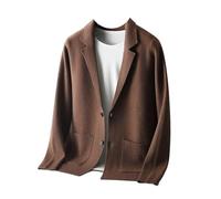 MGDIFYXAA Men's Long Sleeve Knitted Cardigan - Men's Turn-Down Collar Cardigan Buttons Sweater Spring Autumn Comfort Warm Coat Smart Casual Knitwear Tops Coffee S