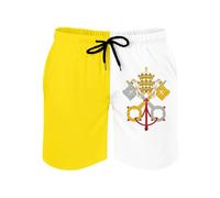 MGDIFYXAA Men's Swim Trunks - Summer Hawaiian Vatican City Flag Swimming Shorts Board Quick Dry Surf with Mesh Lining Swim Beach Shorts for Surfing Pools XXL