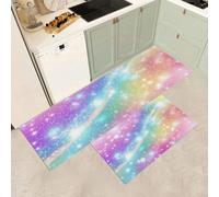MGDIFYXAA Non-Slip Kitchen Runner Rugs 2 Piece - The starry sky is shining Absorbent Soft Low Pile Area Floor Rug for Laundry Room Bedroom Entrance