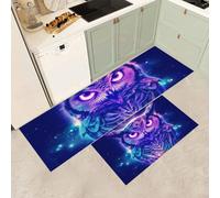 MGDIFYXAA Star Animals Kitchen Rugs and Mats Carpet Standing Mats Washable 2 Pieces Cute Owl Non-Slip Rug Set for Kitchen Floor Front of Sink, Hallway,43×75cm+43×150cm