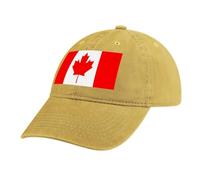 MGDIFYXAA Unisex Flag Baseball Cap Men Women Yellow Washed Denim Cotton Adjustable Dad Hat - Canada Flag Sport Casual Sun Visor Hat for Running Climbing Hiking