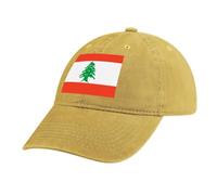 MGDIFYXAA Unisex Yellow Baseball Cap, Adjustable Washed Flag Baseball Cap Cotton Outdoor Sports Hat Classic Casual Lebanese Republic Flag Summer Sun Visor Hat for Men Women