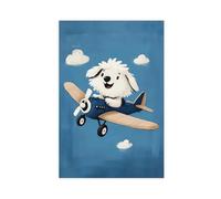 MGDUJGH Airplane Dog Colorful Painting Cute Canvas Modern Poster Wall Art Prints Paintings Living Room Bedroom Decor 16x24inch(40x60cm)
