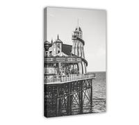 MGDUJGH Brighton Black And White Travel Poster Hove, England, Europe Canvas Wall Art Posters And Prints Room Aesthetic Bedroom Office Decor 20x30inch(50x75cm)