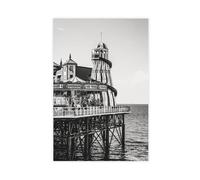 MGDUJGH Brighton Black And White Travel Poster Hove, England, Europe Canvas Wall Art Posters And Prints Room Aesthetic Bedroom Office Decor 12x18inch(30x45cm)