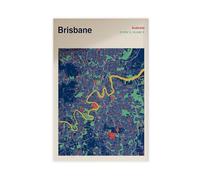 MGDUJGH Brisbane Australia Map Wall Art Canvas Art Wall Decor Posters Home Bar Restaurant Garage Cafe Logo Gift 24" L X 36" W