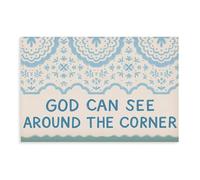 MGDUJGH God Sees Around Corners Christian Encouragement Quotes Blue Bible Quotes Faith Based Canvas Art Wall Decor Posters Home Bar Restaurant Garage Cafe Logo Gift 20x30inch(50x75cm)