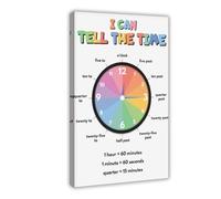 MGDUJGH Learning to Tell Time. What Time Is It on The Clock Teaching Tool. Rainbow Pastel Color Classroom. Canvas Modern Poster Wall Art Prints Paintings Living Room Bedroom Decor 16x24inch(40x60cm)