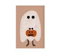 MGDUJGH Minimalist Ghost Halloween Jack-o'-lantern Trick Or Treat Neutral Horror Soft Beige Aesthetic1 Canvas Wall Art Posters And Prints Room Aesthetic Bedroom Office Decor 16x24inch(40x60cm)