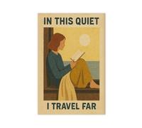 MGDUJGH Quiet Reading, Suitable for Book Lovers, Retro, Suitable for Her, Quiet Quotes, Introverted Corner Canvas Wall Art Posters And Prints Room Aesthetic Bedroom Office Decor 24x36inch(60x90cm)