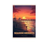 MGDUJGH Seaside Heights Vintage Travel Art New Jersey Stylish Travel Poster for Airbnb Home Decor Canvas Art Wall Decor Posters Home Bar Restaurant Garage Cafe Logo Gift 16x24inch(40x60cm)