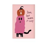 MGDUJGH Shh, But Make It Cozy Halloween Pink Preppy Ghost Cat Cute Horror Autumn Canvas Modern Poster Wall Art Prints Paintings Living Room Bedroom Decor 20x30inch(50x75cm)
