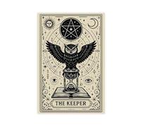 MGDUJGH THE KEEPER - Mystical Owl Tarot Style Canvas Modern Poster Wall Art Prints Paintings Living Room Bedroom Decor 16x24inch(40x60cm)