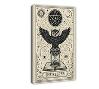 MGDUJGH THE KEEPER - Mystical Owl Tarot Style Canvas Wall Art Posters And Prints Room Aesthetic Bedroom Office Decor 12x18inch(30x45cm)