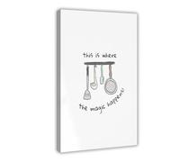 MGDUJGH This Is Where The Magic Happens, Fun Kitchen Decor, Kitchen Quote Wall Canvas Modern Poster Wall Art Prints Paintings Living Room Bedroom Decor 20x30inch(50x75cm)