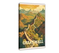 MGDUJGH Travel to The Great Wall of China Seven Wonders Canvas Art Wall Decor Posters Home Bar Restaurant Garage Cafe Logo Gift 16x24inch(40x60cm)