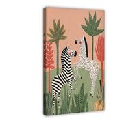 MGDUJGH Zebra Jungle Adventure Bohemian Style Children's Room Animal Canvas Modern Poster Wall Art Prints Paintings Living Room Bedroom Decor 24x36inch(60x90cm)
