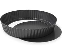 MGE - Deep Pie Dish with Loose Bottom 26cm - Non Stick Carbon Steel Tart Tin for Perfect Quiche & Pies - Professional deep Pie Dish for Home Baking - Round Deep Quiche Dish - 26 cm