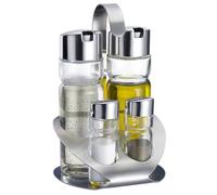 MGE - Oil and Vinegar Dispenser Set + Salt and Pepper Shakers - Drip-Free Glass Olive Oil Bottle with Pourer - Oil Dispenser Bottles - Oil and Vinegar Set - 4-Piece Condiment Set - Olive Oil Bottles