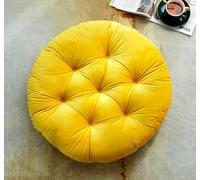 MGEMJMJ Large Thicken Round Solid Floor Cushion, Solid Color Dutch Velvet Tatami Cushion For Yoga Meditation Living Room Balcony Office Outdoor(Size:55x55cm(21.6x21.6inch),Color:Yellow)