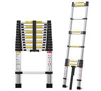 MGENLONG 12.5FT Telescoping Ladder- Multi-Purpose Aluminum Extension Ladder Adjustable Compact Ladder for Household, RV, Outdoor, 330lbs Max Capacity